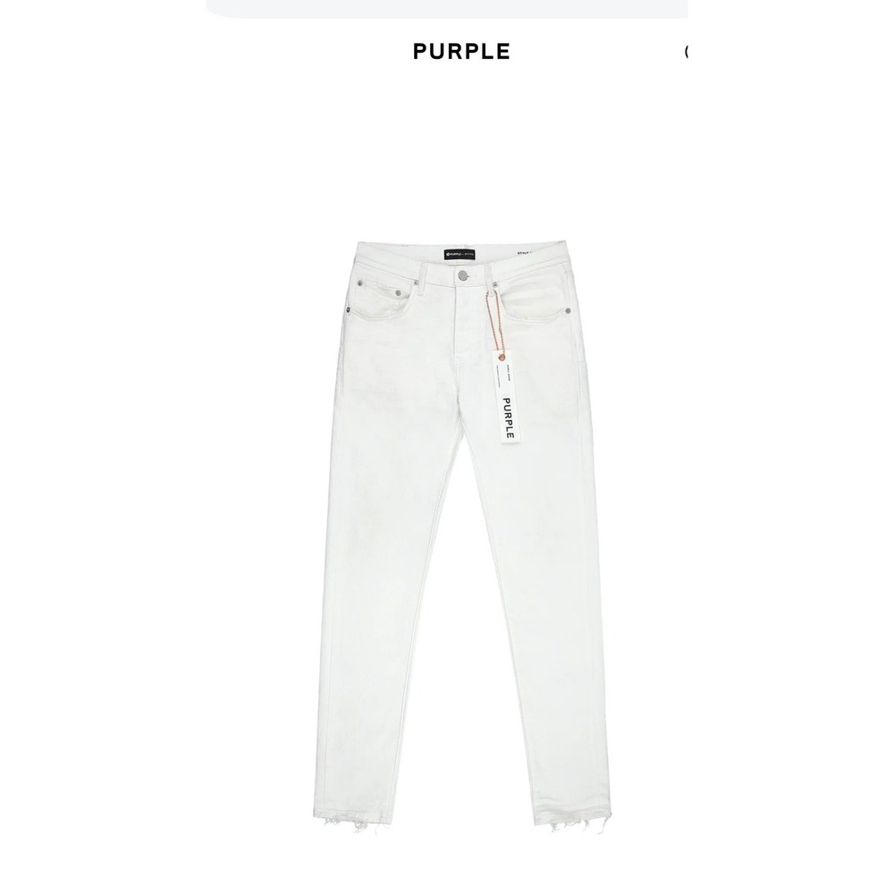 Purple Brand P001 Slim Fit Low Rise Jeans Off White Cream Mens Denim 34